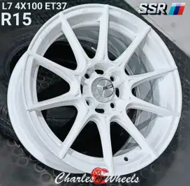 Jual velg promo ssr r15 4x100 white jazz brio yaris baleno raize dll