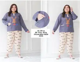 SETELAN BAJU TIDUR LENGAN PANJANG PP XXXL PIYAMA SUPER JUMBO LD 120 (7