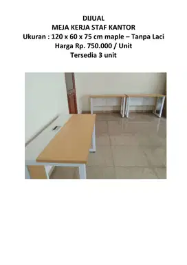 DIJUAL  MEJA KERJA STAF KANTOR