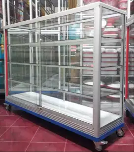 Etalase Lengkap Ada RODA & SIKU BESI Panjang 1,5M Buat Usaha