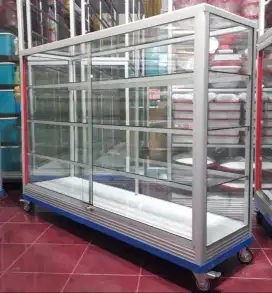 Etalase Pakai RODA BESAR & SIKU BESI Panjang 1,5M Buat Toko dll