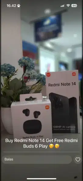 Redmi Note 14 free Redmi Buds 6 play