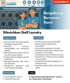 Lowongan Kerja Staff Laundry (Bekasi)