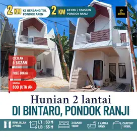 Rumah 2 lantai 800 jutaan di bintaro pondok Ranji ciputat