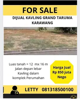 Dijual 2 Kavling Taruna Karawang Rp 850 Juta