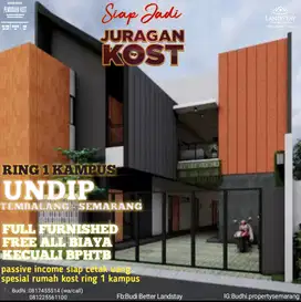 MURAH,SHM,FULL FURNISHED,FREE ALL BIAYA,RUMAH KOST RING 1 KAMPUS UNDIP