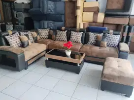 Sofa engkel dua cokelat hitam
