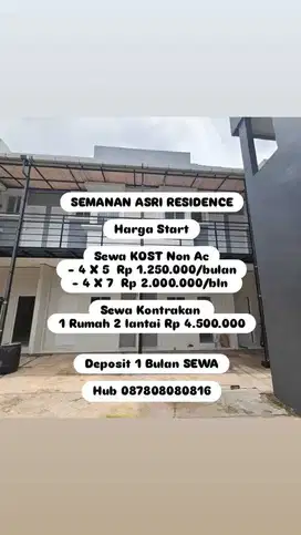 KOST / KONTRAKAN SEMANAN ASRI RESIDENCE KALIDERES JAKARTA BARAT