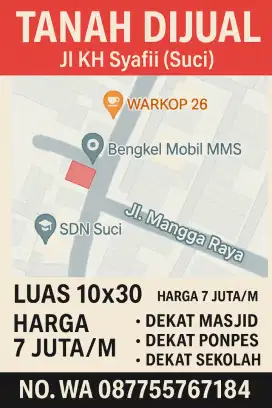Tanah dijual di suci , manyar