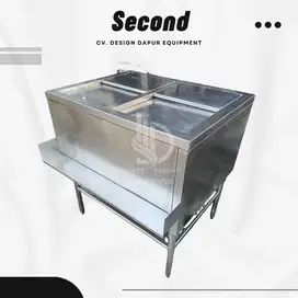 Ice Bin Double Box Stainless Steel Tutup Geser 70x90x95
