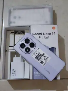 Xiaomi Redmi Note 14 Pro 5G 8/256Gb, warna Lavender TAM, 99,9% Mulus