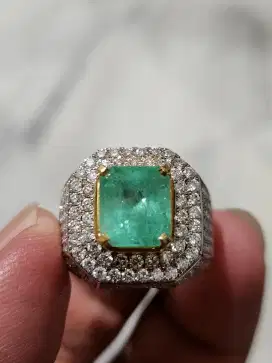 Natural emerald beryl(jamrud colombia) ring gold diamond