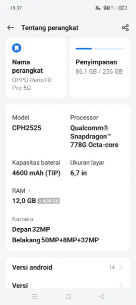 Oppo Reno 10 Pro 5G 12/256 Jual Cepat