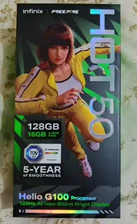 Infinix Free fire HOT 50 128GB+8+8RAM
Warna Titanium Grey 
Lengkap