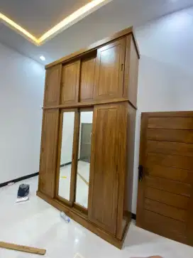 Lemari pakaian jumbo kayu jati custom