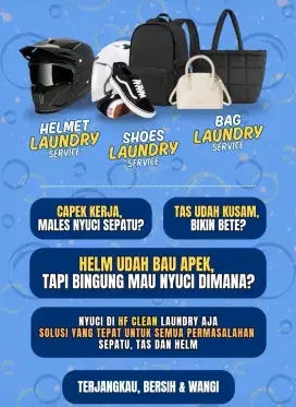 Jasa cuci sepatu, tas, dan helm