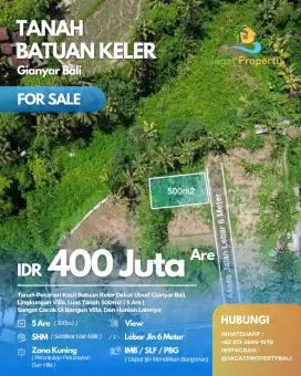 For Sale Freehold Land at Batuan Kaler Located Cangi Sakah