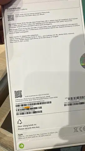 iPhone 16 Pro Max 256 Belum Aktif DigiMAP