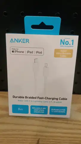 Anker Charger USB-C to Lightning Braided Cable 3ft White - A81B5H21