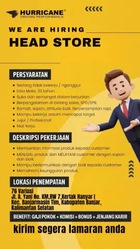 DIBUTUHKAN HEAD STORE - BANJARMASIN