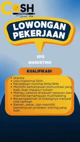 Lowongan Kerja SPG dan Marketing