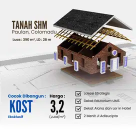 Kavling Dekat Kampus UMS dan Area Perumahan Cocok Untuk Rumah dan Kost