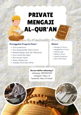 Membuka kursus mengaji Al Qur'an, kitab kuning dan bahasa arab