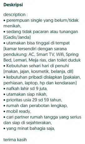 Loker khusus perempuan single