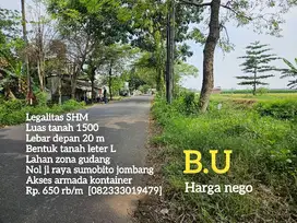 B.U    Termurah tanah nol jalan raya sumobito jombang zona gudang
