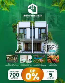 Rumah 2 Lantai Dekat Tol Kukusan Harga Terjangkau