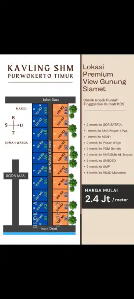 Tanah Kavling Super Murah Arcawinangun Purwokerto Timur