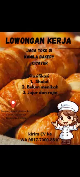 Lowongan kerja jaga toko roti