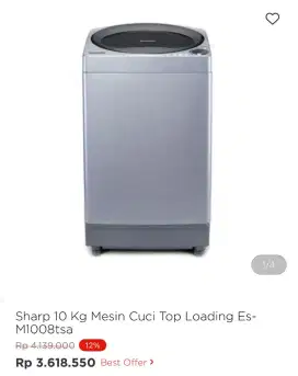 MESIN CUCI SHARP 10KG TOP LOADING ES-M1008TSA