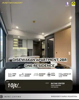 Disewa apartmen two bedroom one residence batam center