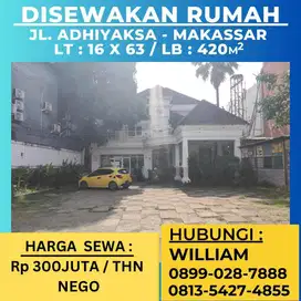 DISEWAKAN RUMAH JL ADHYAKSA PANAKUKANG MAKASSAR