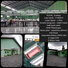 dijual gudang murah di klaten