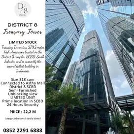 Jual Kantor DISTRICT 8 TREASURY TOWER, Rp 22,2M, Very Rare,Fast Sale