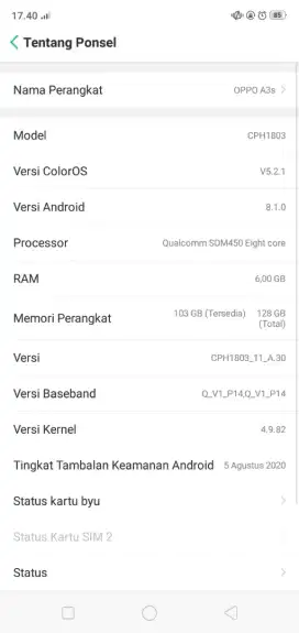 Oppo A3s 6/128 Blue