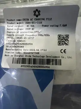 Dijual Zhida Wall Charging AC 7kw Kondisi Baru