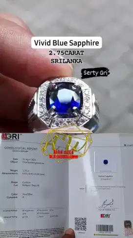 VIVID BLUE SAPPHIRE SRILANKA 2.75CARAT MEJA LEBAR
