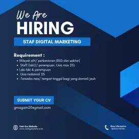 Lowongan kerja dibagian staff digital marketing