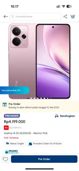 REALME 14 5G. Warna PINK.snapdragon 6 gen 4.baterai 6000mah.