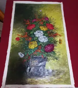 Dijual lukisan kanvas bunga 100x120 cm