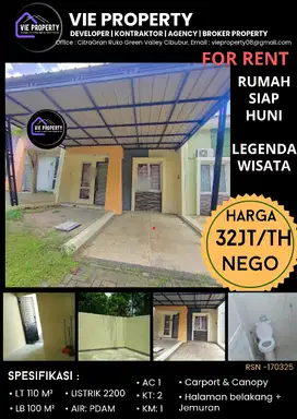 DISEWAKAN MURAH, RUMAH SUDAH RENOV SIAP HUNI DI LEGENDA WISATA CIBUBUR