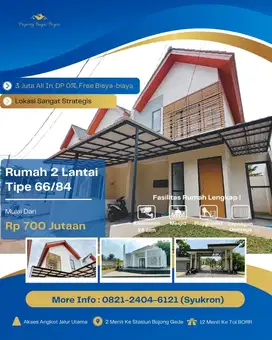 Rumah murah 2 lantai di Bojong City. dekat stasiun