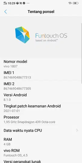 Dijual hp vivo 1807
