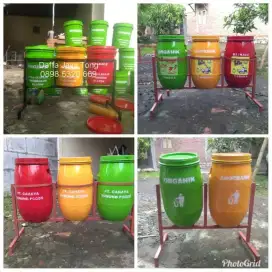 Tempat sampah pilah 3 bahan tong plastik