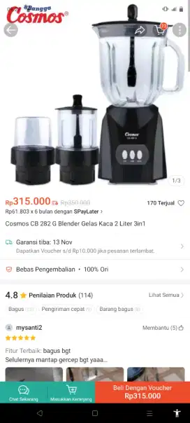 Blender Jumbo 3 in 1 Merk Cosmos