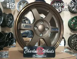 Velg baru te37 r15 4x100 brio agya sigra dll
