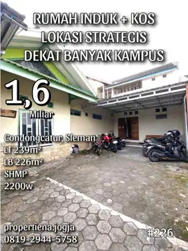 RUMAH INDUK + KOS LOKASI STRATEGIS DEKAT BANYAK KAMPUS
